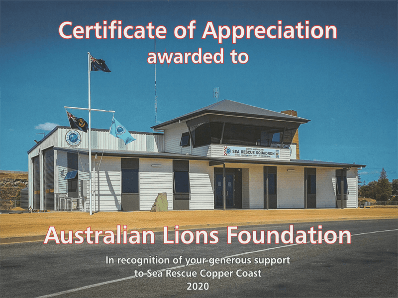 Copper Coast Certificate of Appreciation